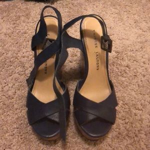 Navy blue Chinese laundry wedges